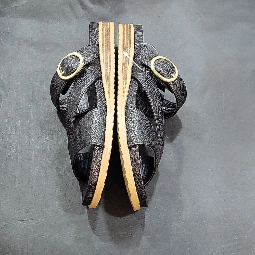 BRAND NEW FLEXSTEP DOUBLE STRAP ADJUSTABLE BUCKLE FLAT SANDAL
